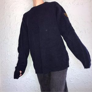 NAUTICA JEAN CO Vintage Dark Blue Crewneck Ribbed Sweater
